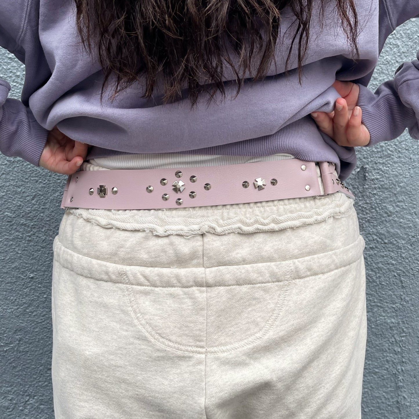 Dog coller studs belt / SPARKLE PINK / スタッズベルト