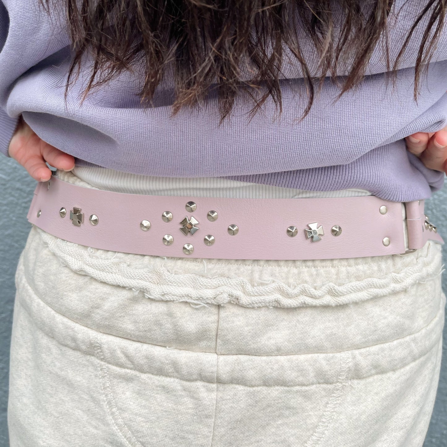 Dog coller studs belt / SPARKLE PINK / スタッズベルト