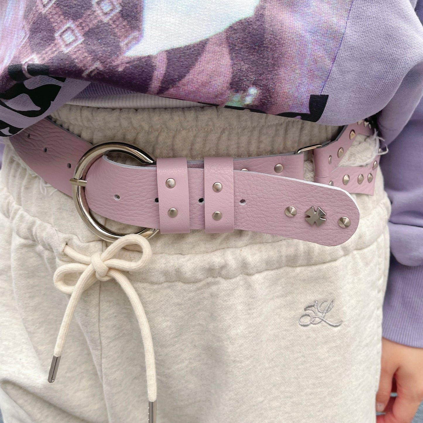 Dog coller studs belt / SPARKLE PINK / スタッズベルト