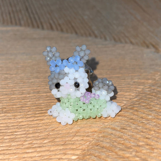 Spotted Rabbit Key Ring / Mint / うさぎのビーズキーリング