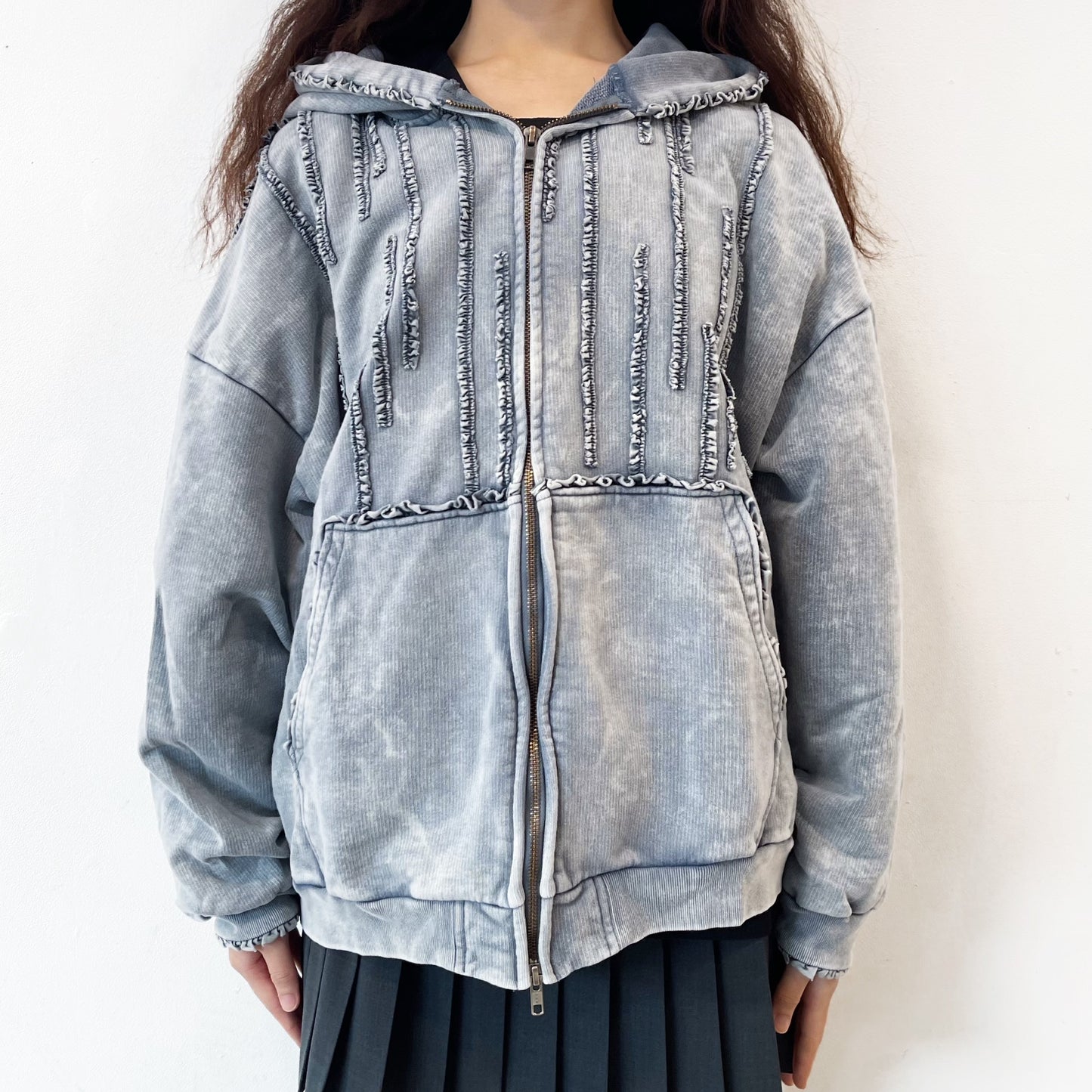 MINI FRILL WASHED PARKA / NAVY / フリルウォッシュパーカ