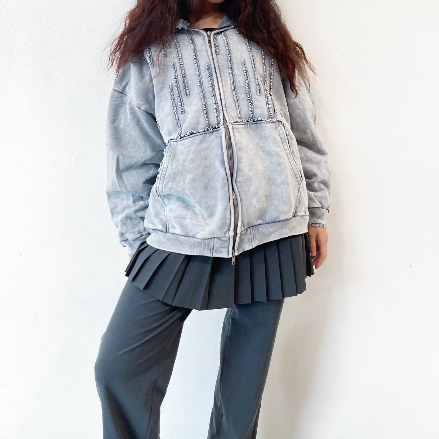 MINI FRILL WASHED PARKA / NAVY / フリルウォッシュパーカ