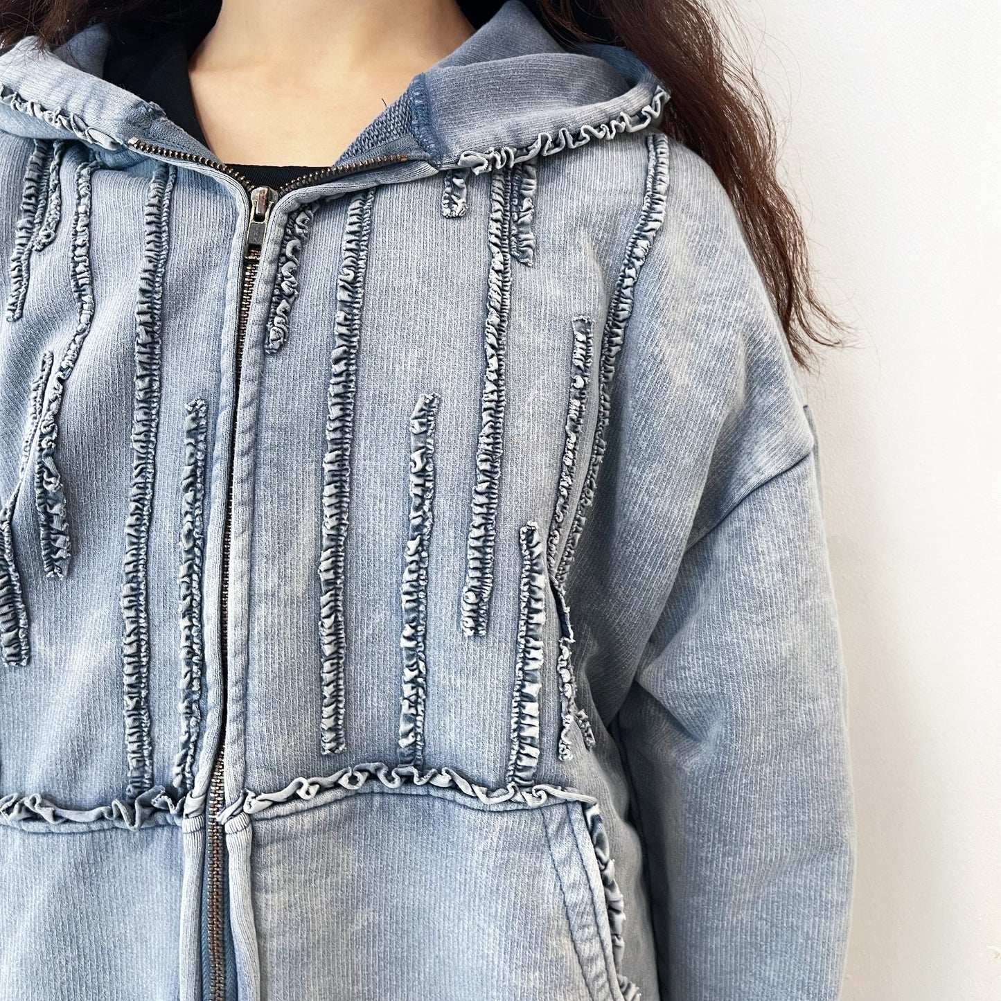 MINI FRILL WASHED PARKA / NAVY / フリルウォッシュパーカ