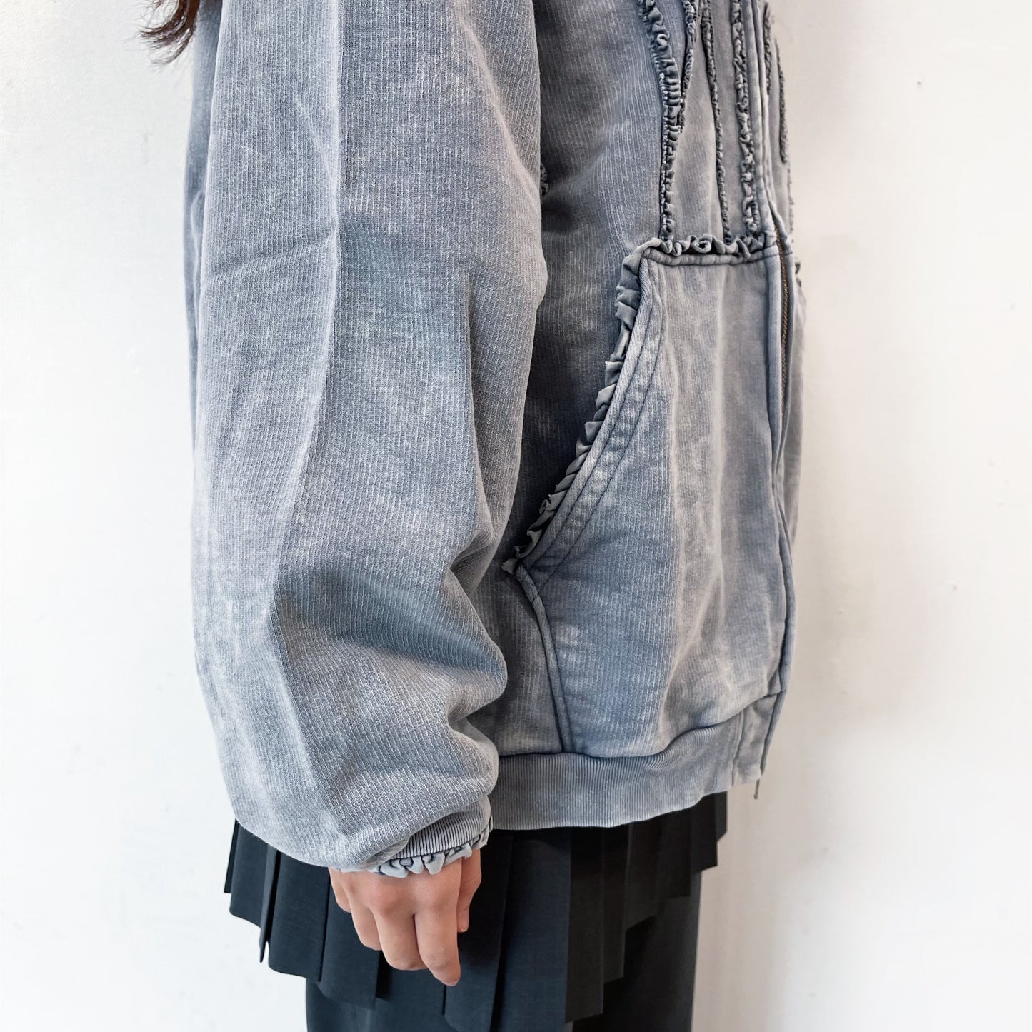 MINI FRILL WASHED PARKA / NAVY / フリルウォッシュパーカ