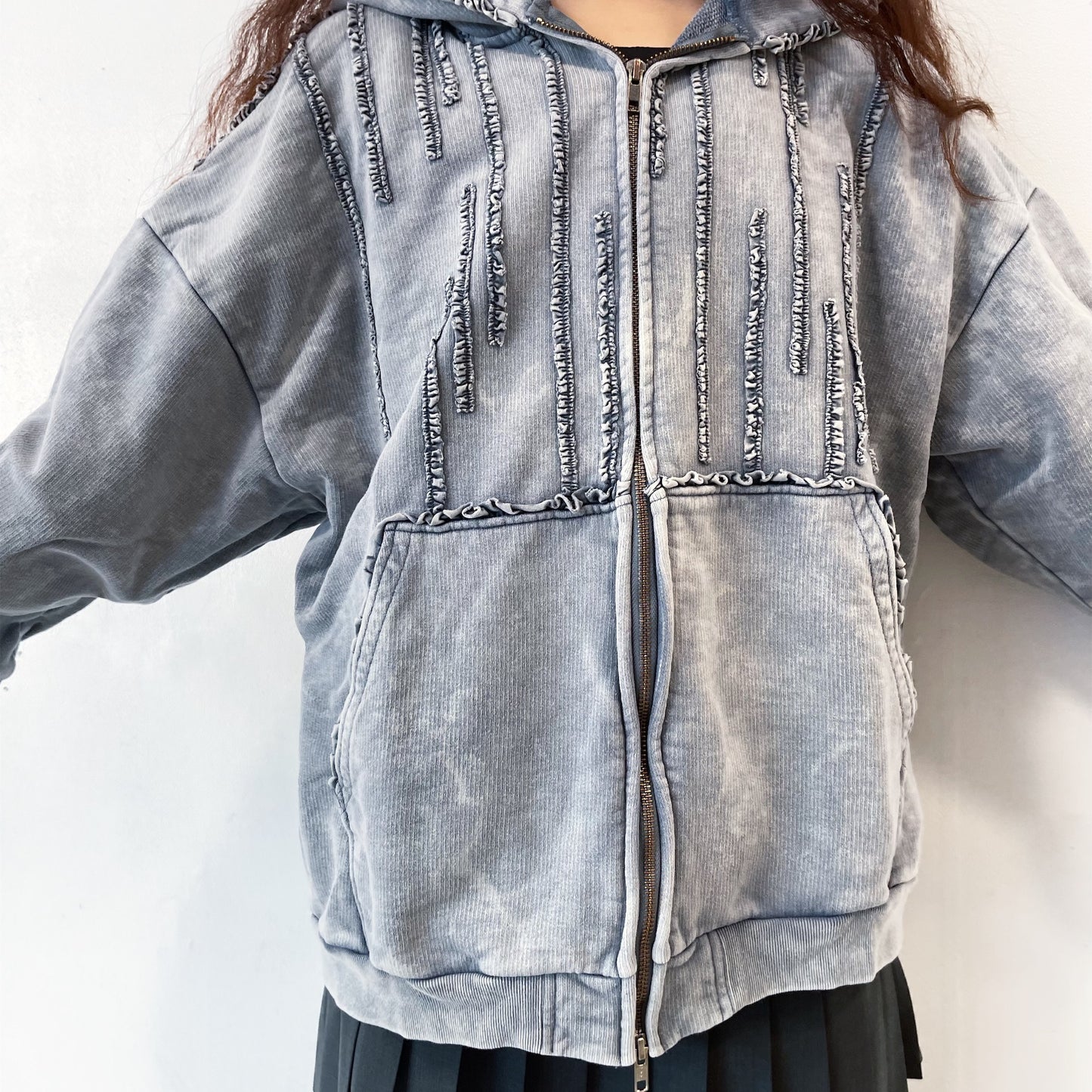 MINI FRILL WASHED PARKA / NAVY / フリルウォッシュパーカ
