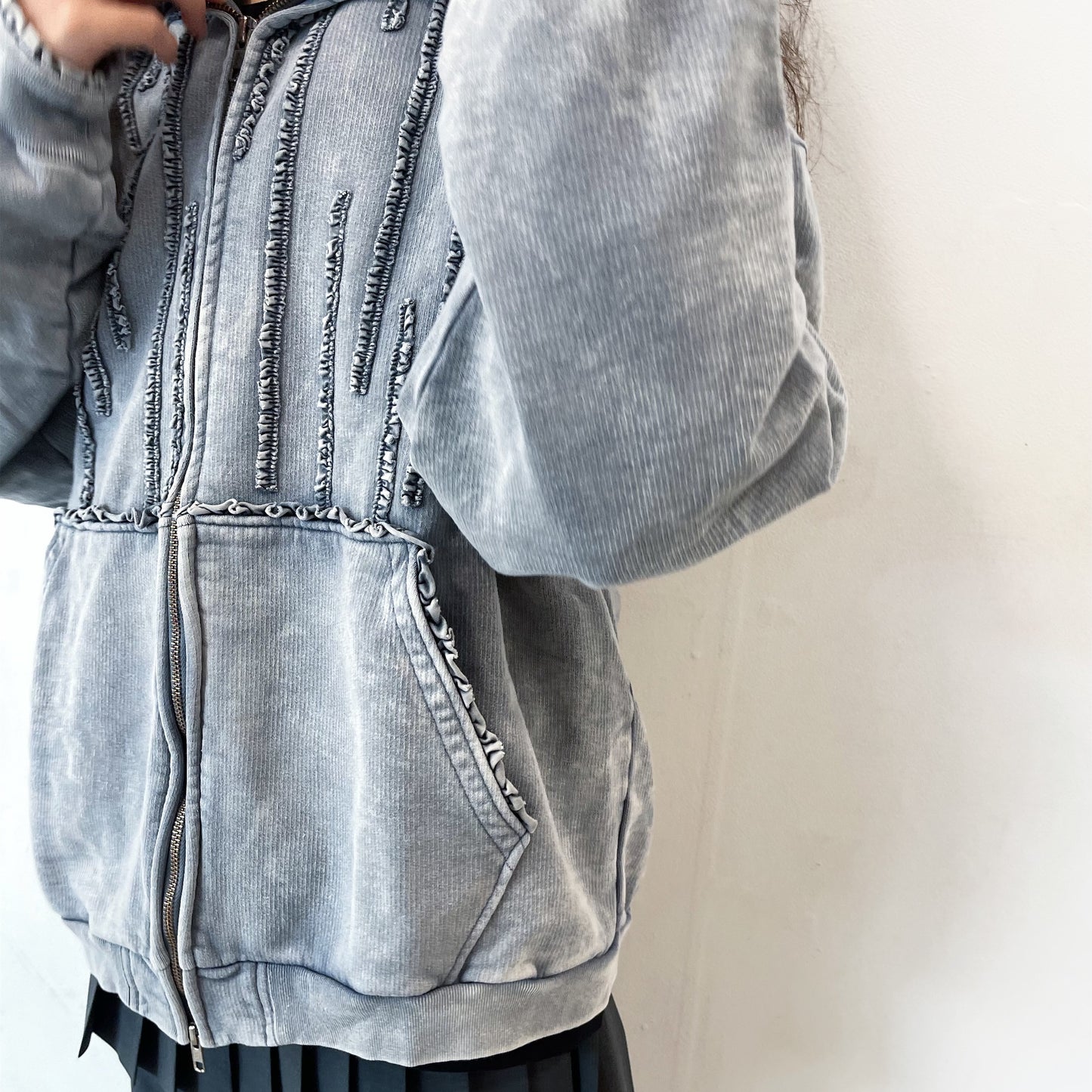 MINI FRILL WASHED PARKA / NAVY / フリルウォッシュパーカ