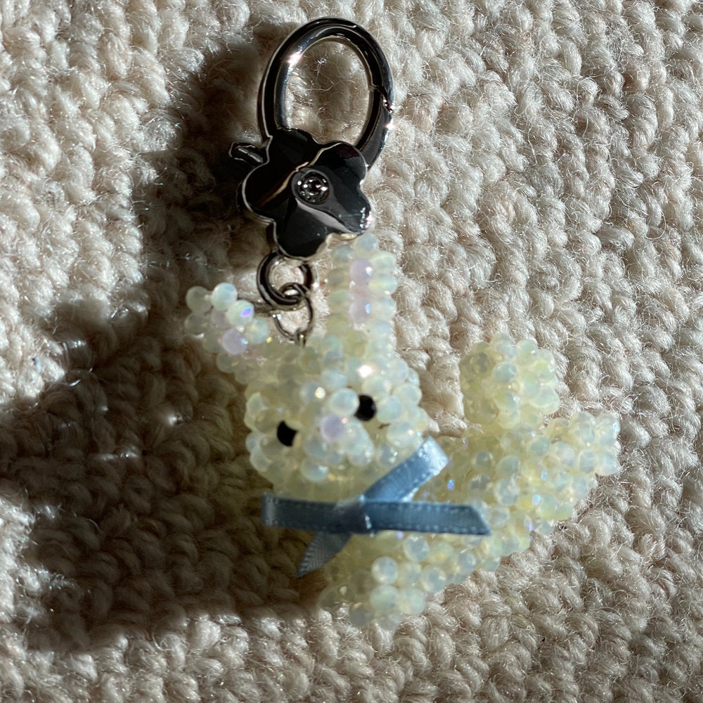 Creamy Rabbit Key Ring / うさぎのビーズキーリング