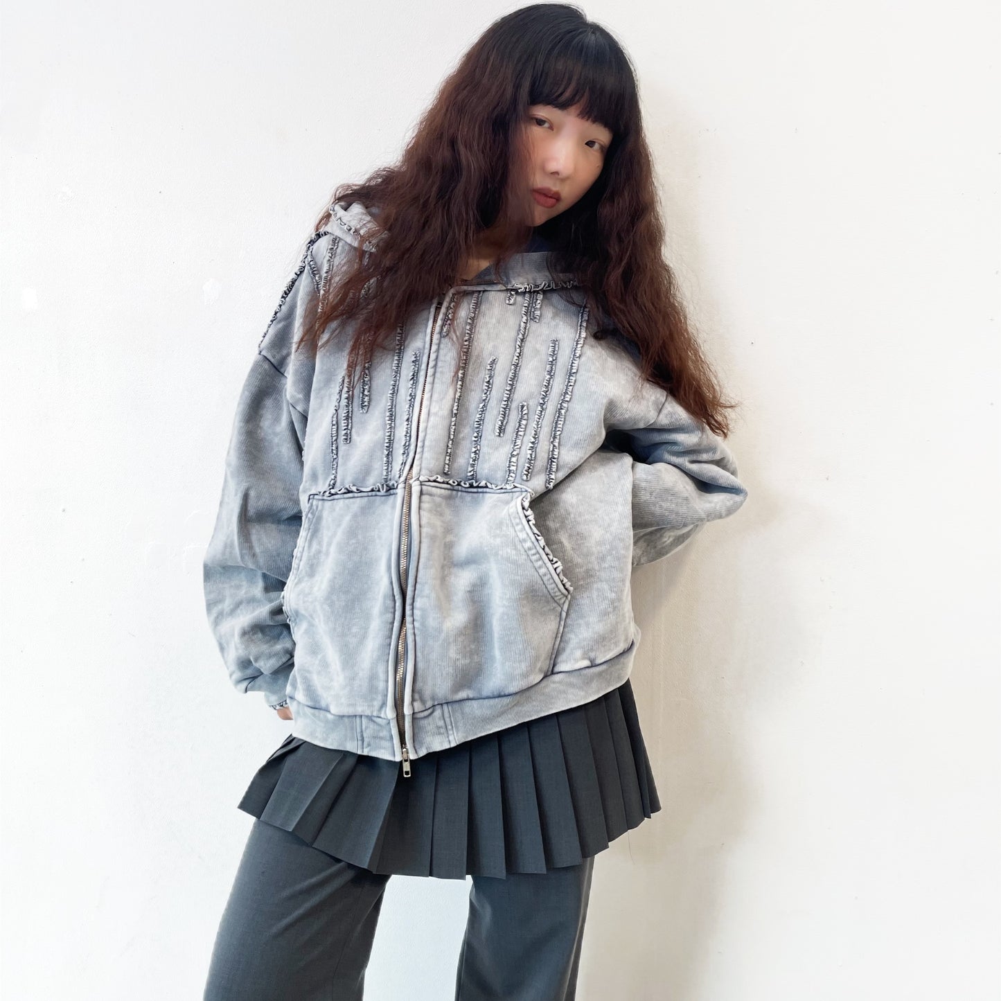 MINI FRILL WASHED PARKA / NAVY / フリルウォッシュパーカ