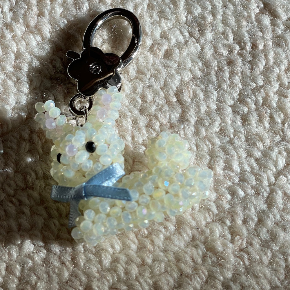Creamy Rabbit Key Ring / うさぎのビーズキーリング
