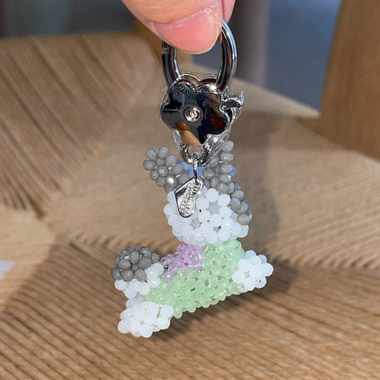 Spotted Rabbit Key Ring / Mint / うさぎのビーズキーリング