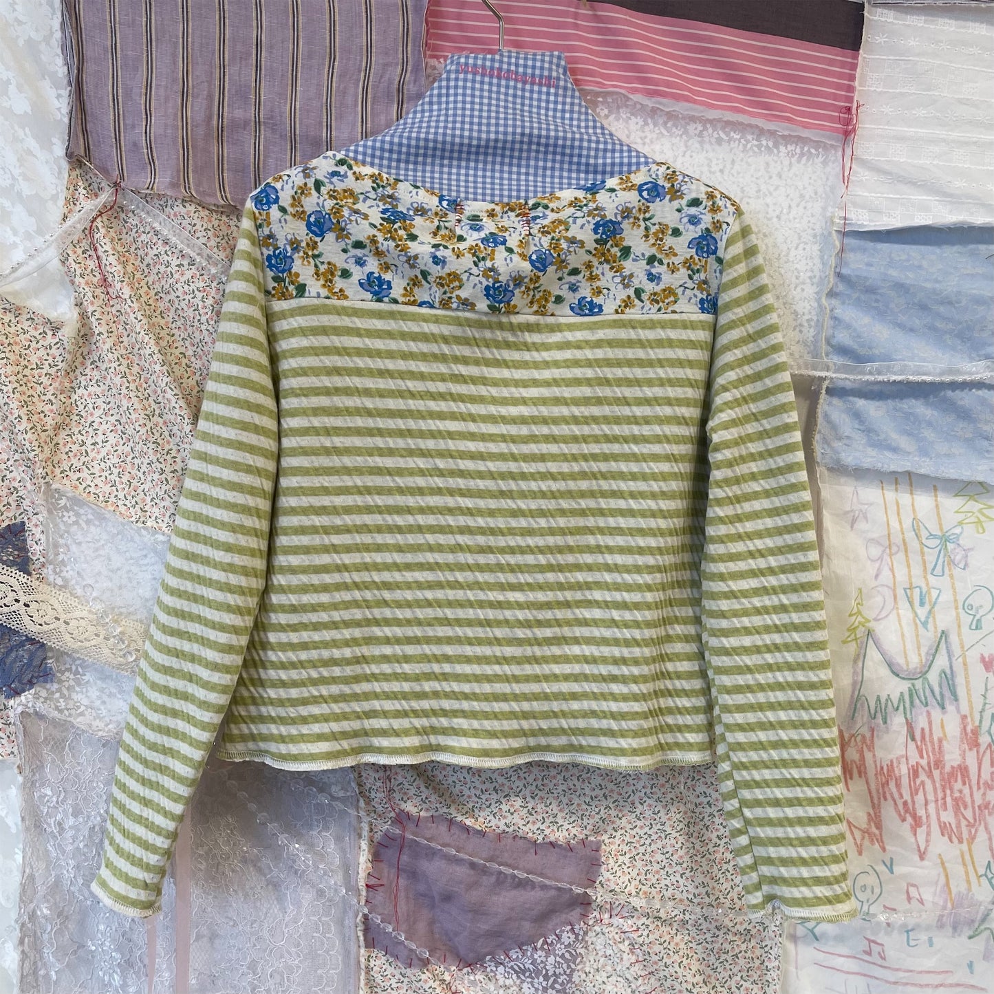 Boat neck border T / Green / ボートネックボーダーTシャツ