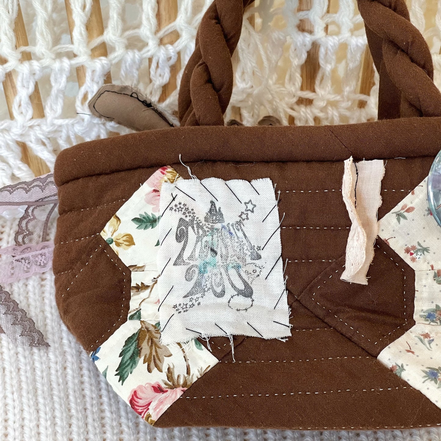 Patch work Bag+ / Brown / パッチワークハンドバッグ