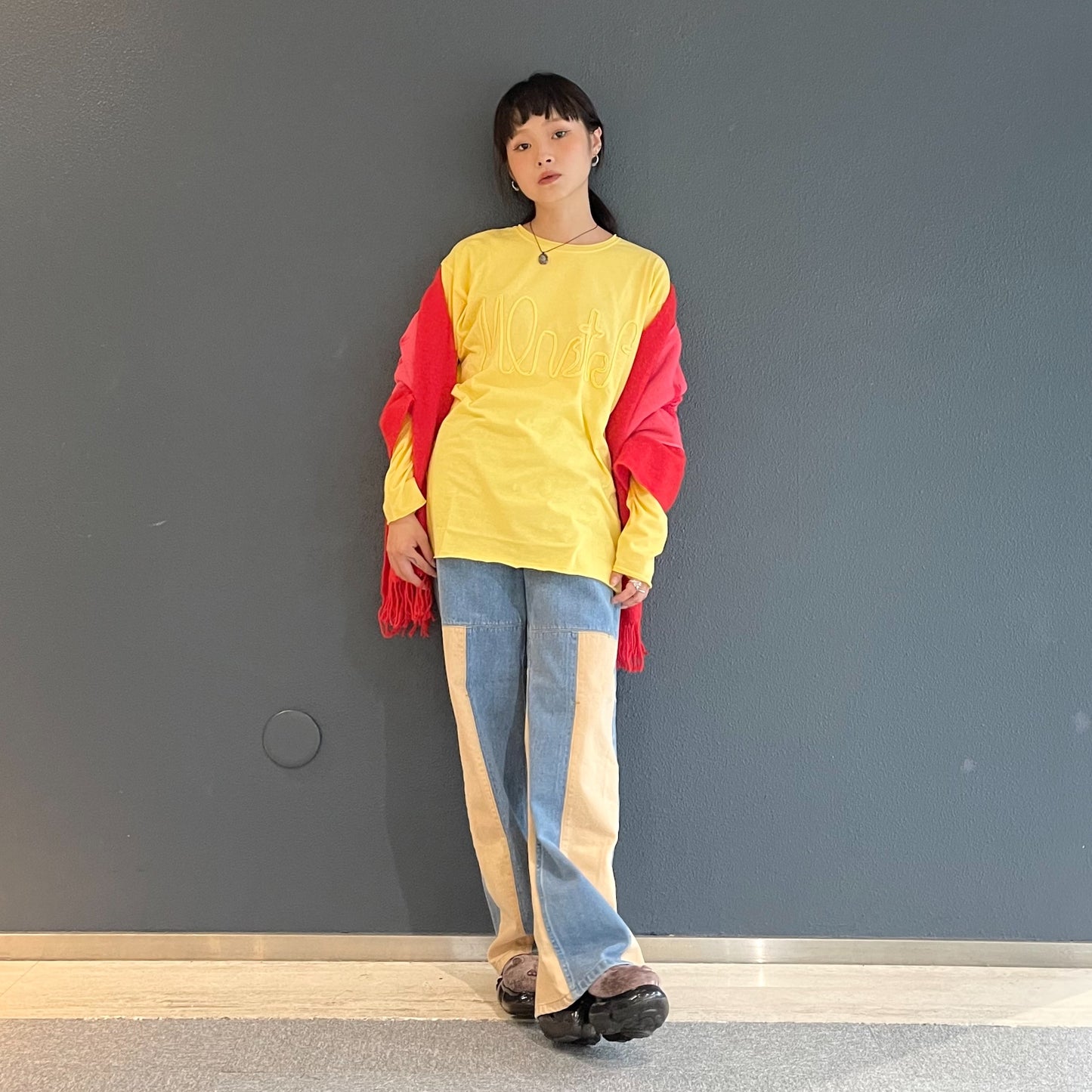 Towel&Wool Scarf / Red / ウールグラフィックマフラー