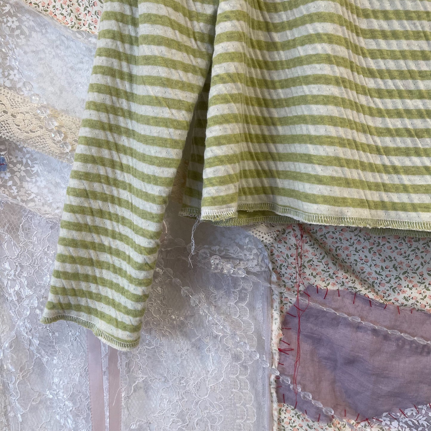 Boat neck border T / Green / ボートネックボーダーTシャツ