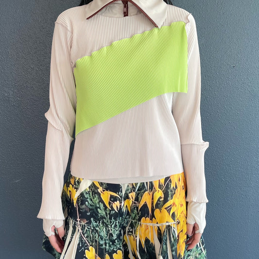 SPIRAL WAVE LONG SLEEVE TOP / LIGHT BEIGE / スパイラルウェーブロングスリーブトップ