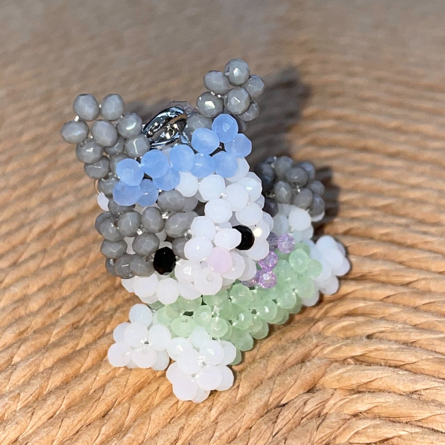 Spotted Rabbit Key Ring / Mint / うさぎのビーズキーリング