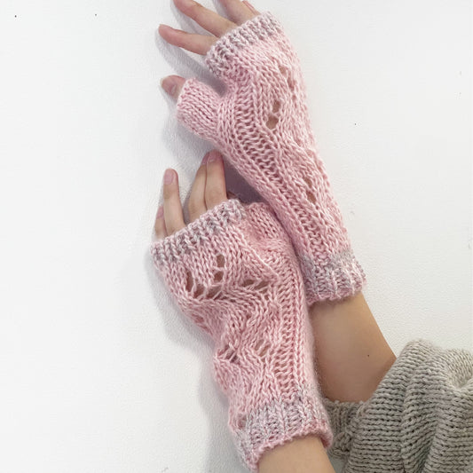 MIKAN silk mohair fingerless glove - short / pink / シルクモヘアフィンガーレスグローブ ショート
