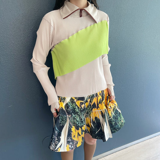 SPIRAL WAVE LONG SLEEVE TOP / LIGHT BEIGE / スパイラルウェーブロングスリーブトップ