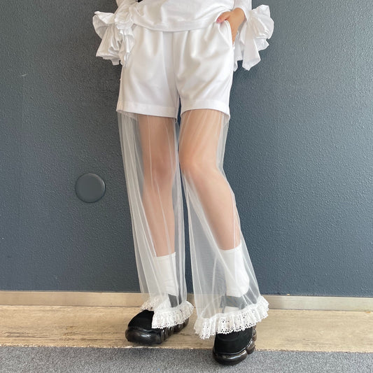 【SHEEP別注】tulle pants / white / レイヤードパンツ