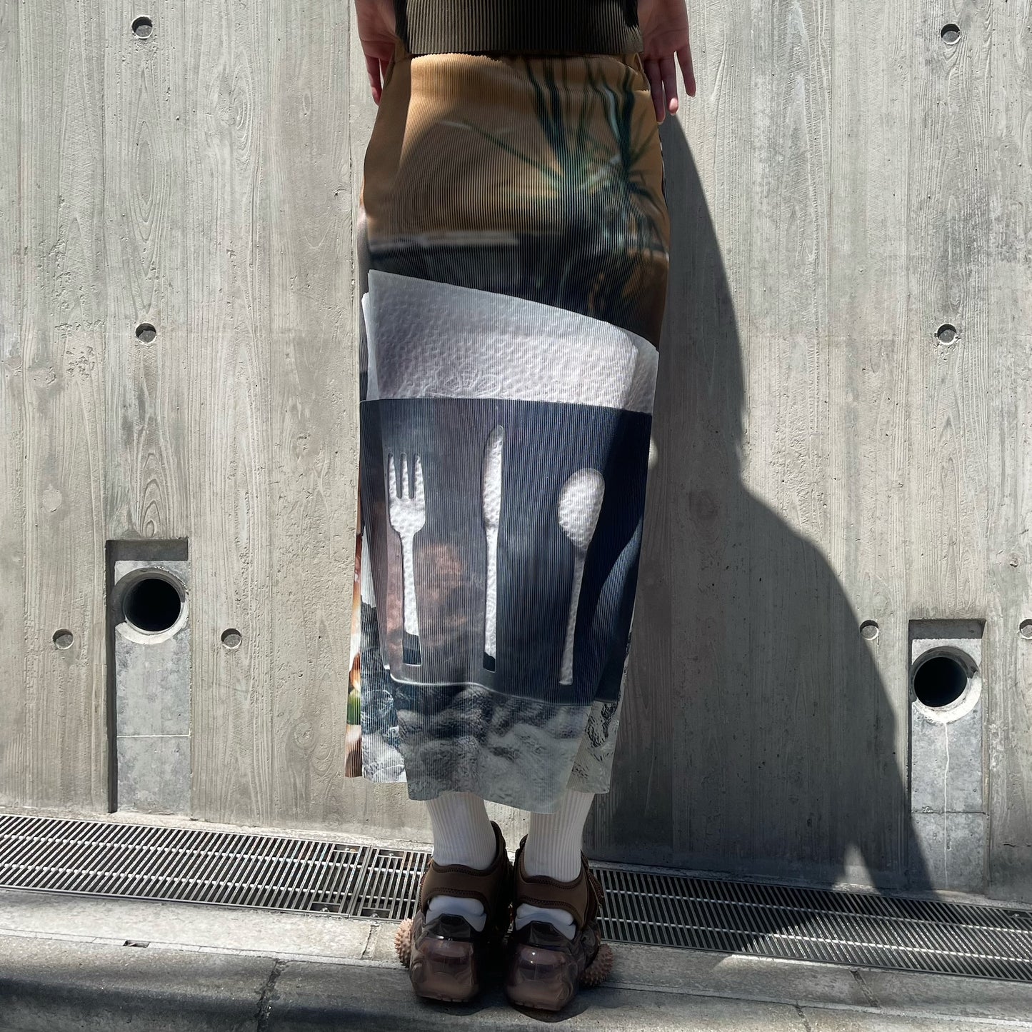 【SHEEP別注】PRINT RIB TIGHT SKIRT / CUTLERY / プリントリブタイトスカート
