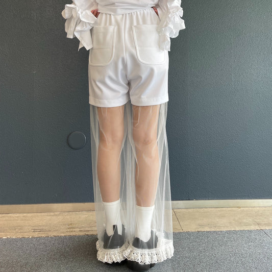 【SHEEP別注】tulle pants / white / レイヤードパンツ