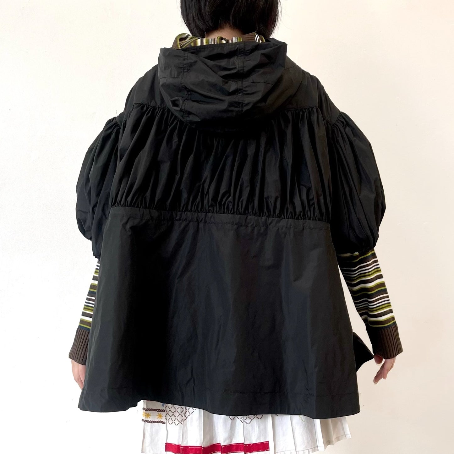Waves shell coat / BLACK / パフスリーブソフトブルゾン