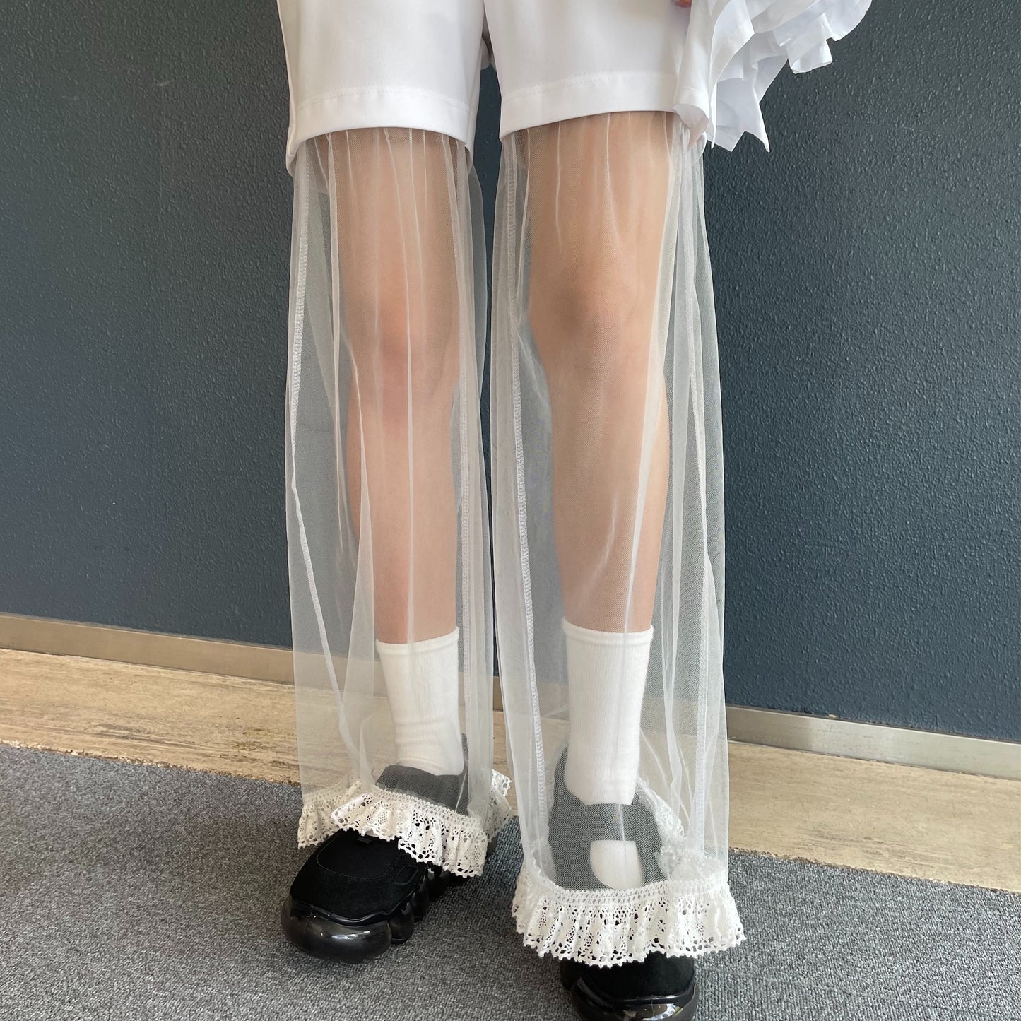 【SHEEP別注】tulle pants / white / レイヤードパンツ