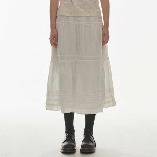 SHIRRING MIDI SKIRT / WHITE / シャーリングミディスカート