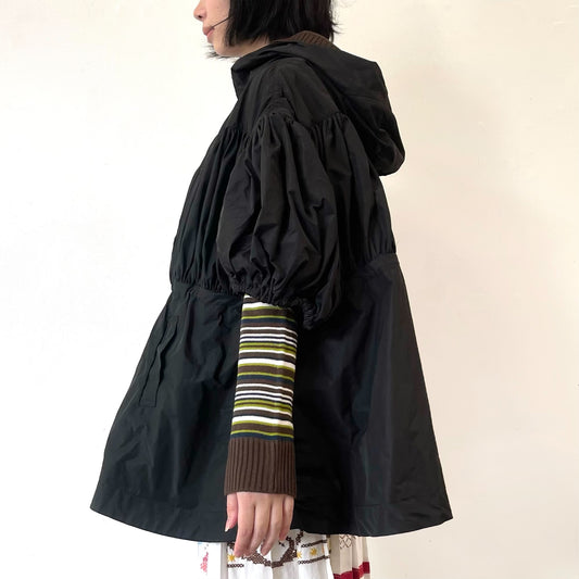 Waves shell coat / BLACK / パフスリーブソフトブルゾン