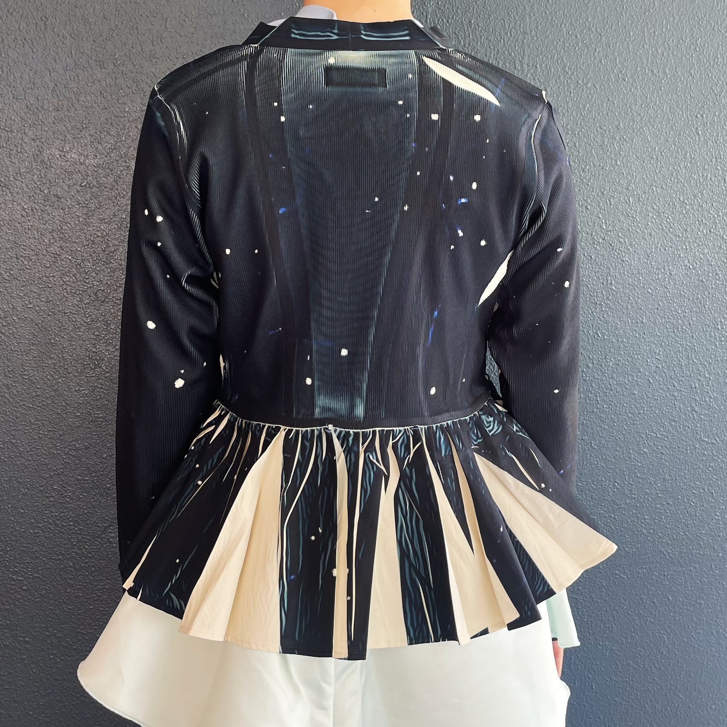 DIRECT PRINT RIB GATHER CARDIGAN / STARRY SKY / ダイレクトプリントリブギャザーカーディガン