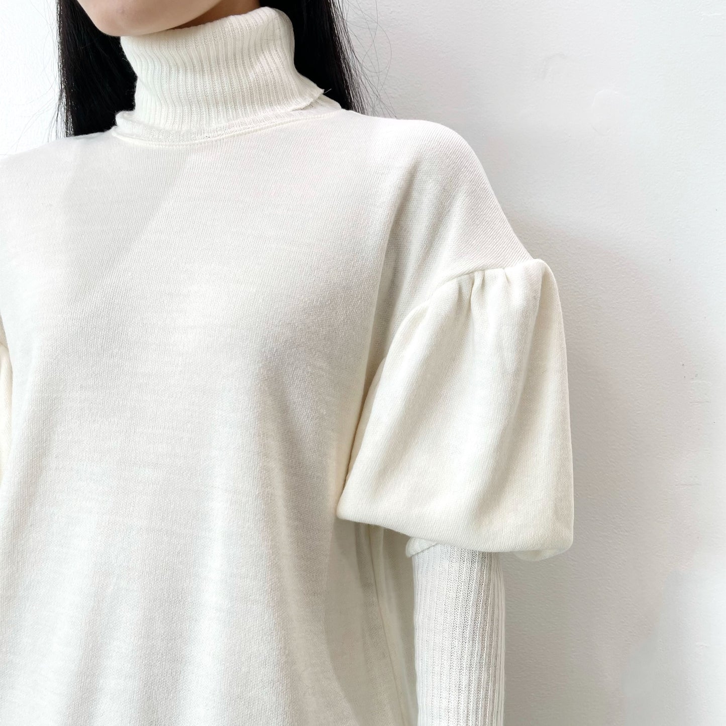 Puff sleeve knit / White / パフスリーブニット