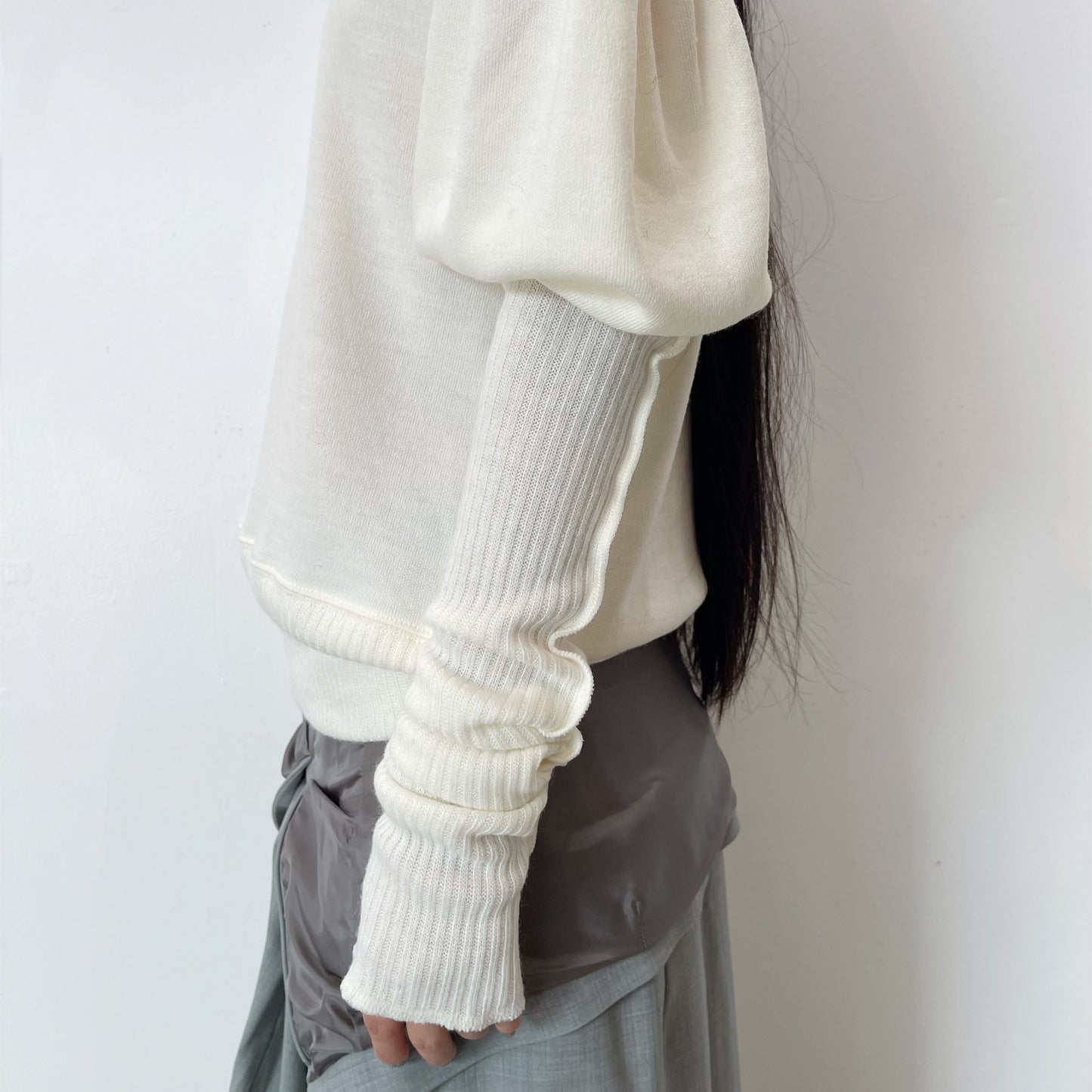 Puff sleeve knit / White / パフスリーブニット