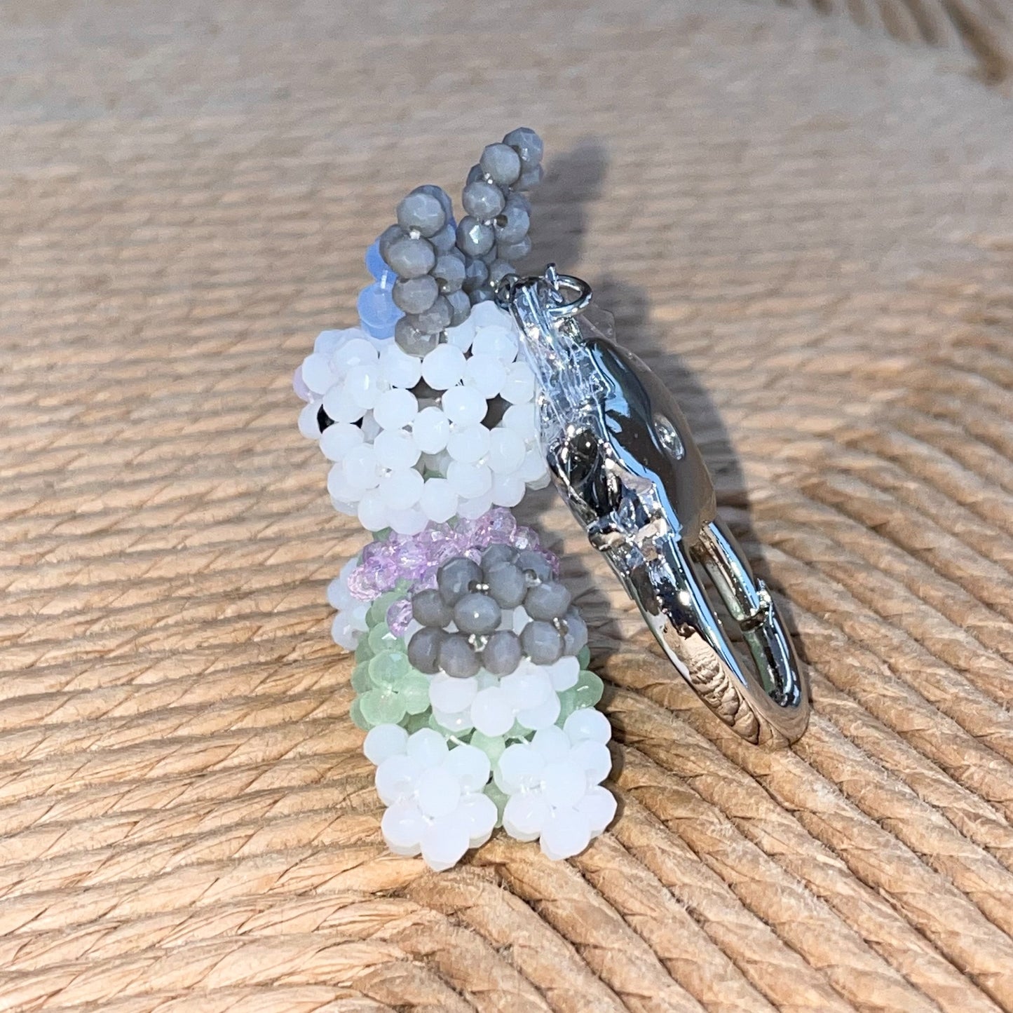 Spotted Rabbit Key Ring / Mint / うさぎのビーズキーリング