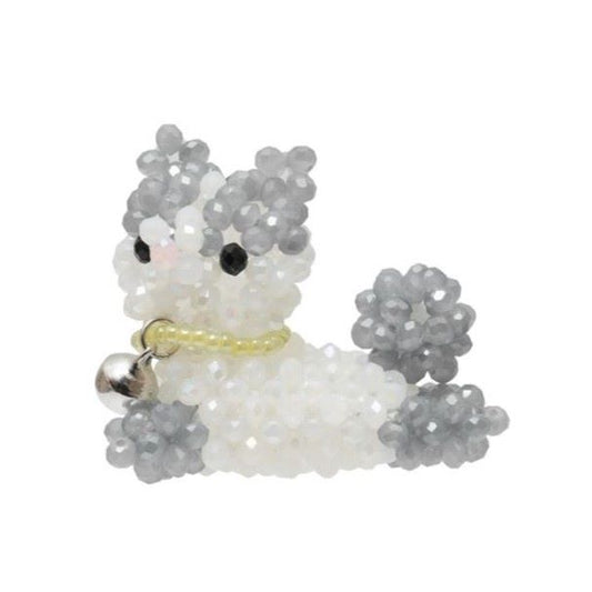 Spotted Cat Key Ring / Gray / 子ねこのビーズキーリング