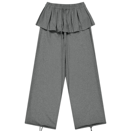 PLEATS OVER WOOL PANTS / GREY / プリーツウールパンツ