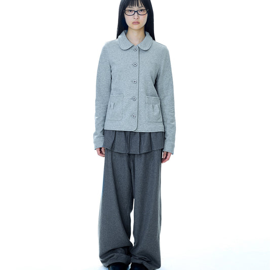 PLEATS OVER WOOL PANTS / GREY / プリーツウールパンツ