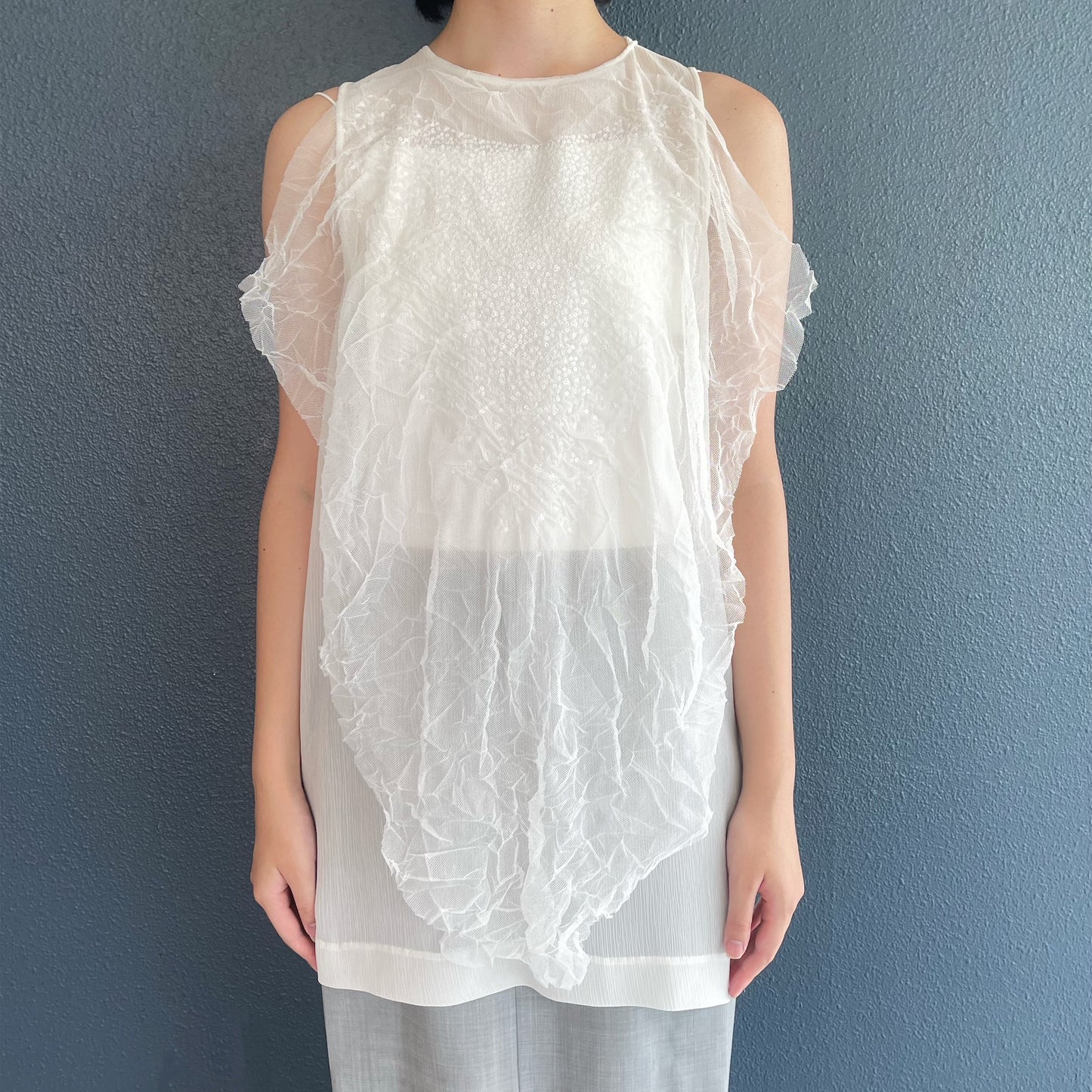 Emma Top / White / スパンコールシフォントップ