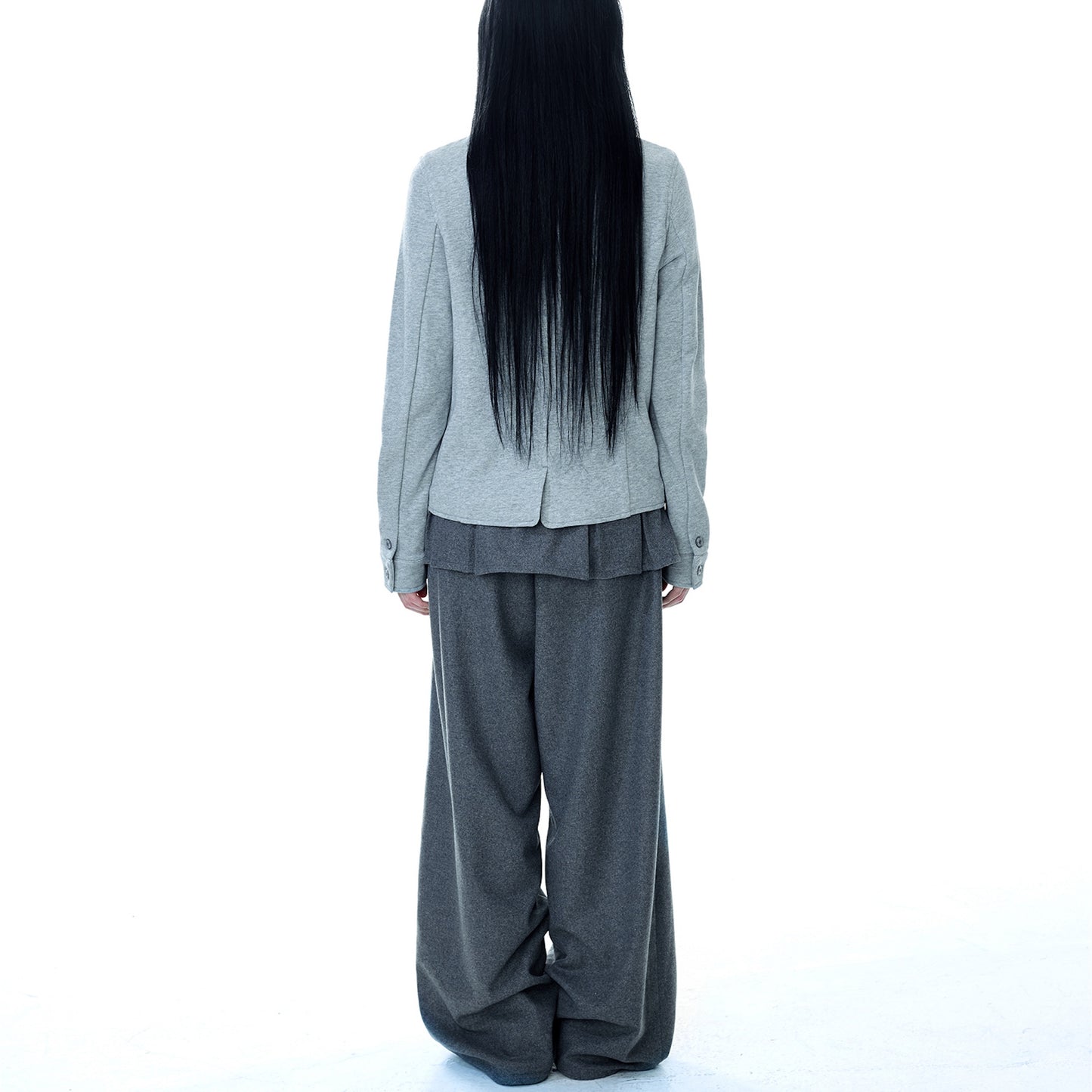 PLEATS OVER WOOL PANTS / GREY / プリーツウールパンツ
