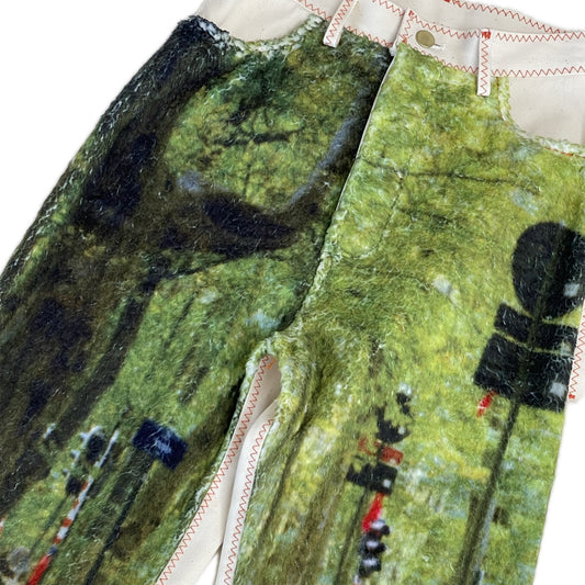 print boa denim pants / forest / プリントボアデニム