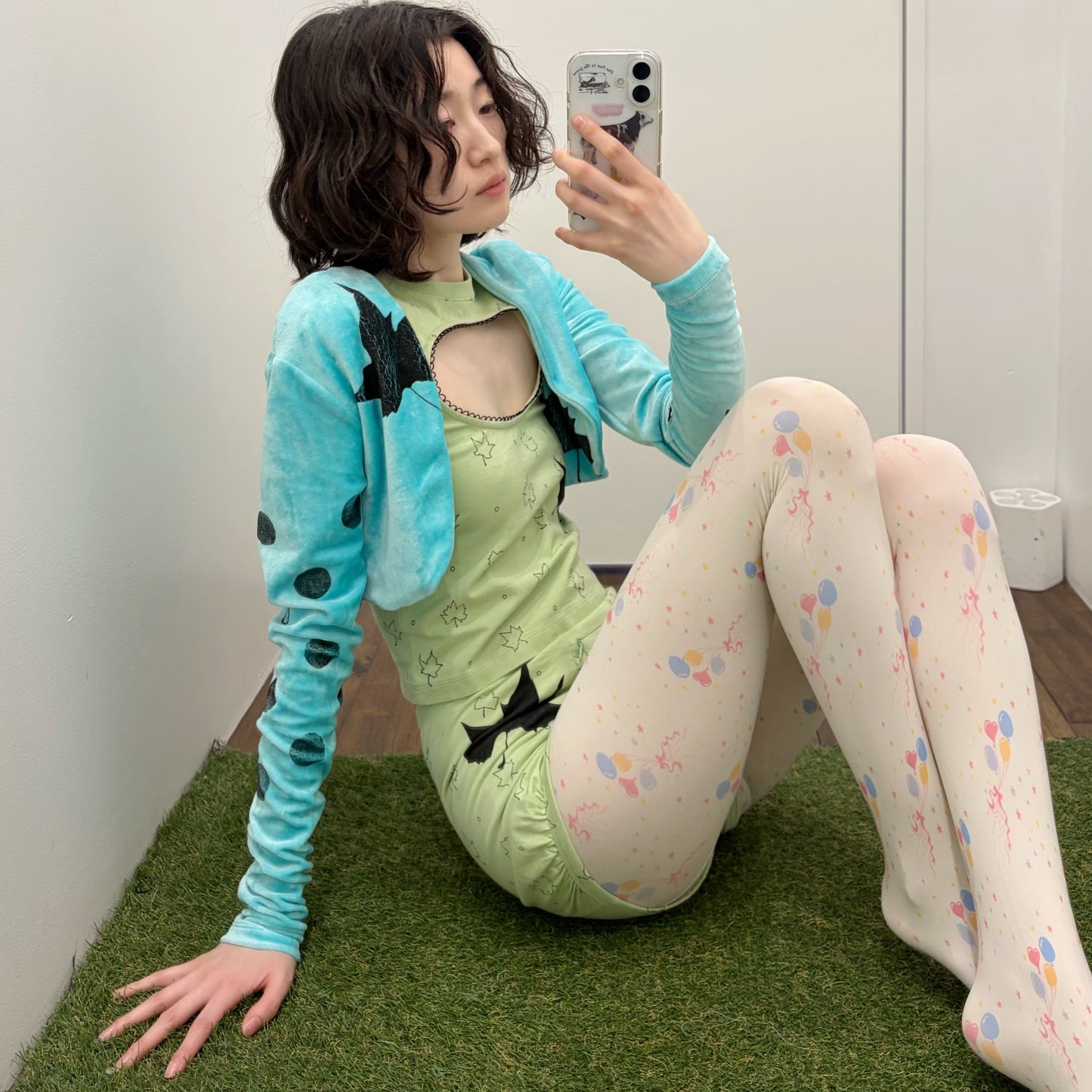 YUMMY VELOUR BOLERO / AQUA / ベロアボレロ