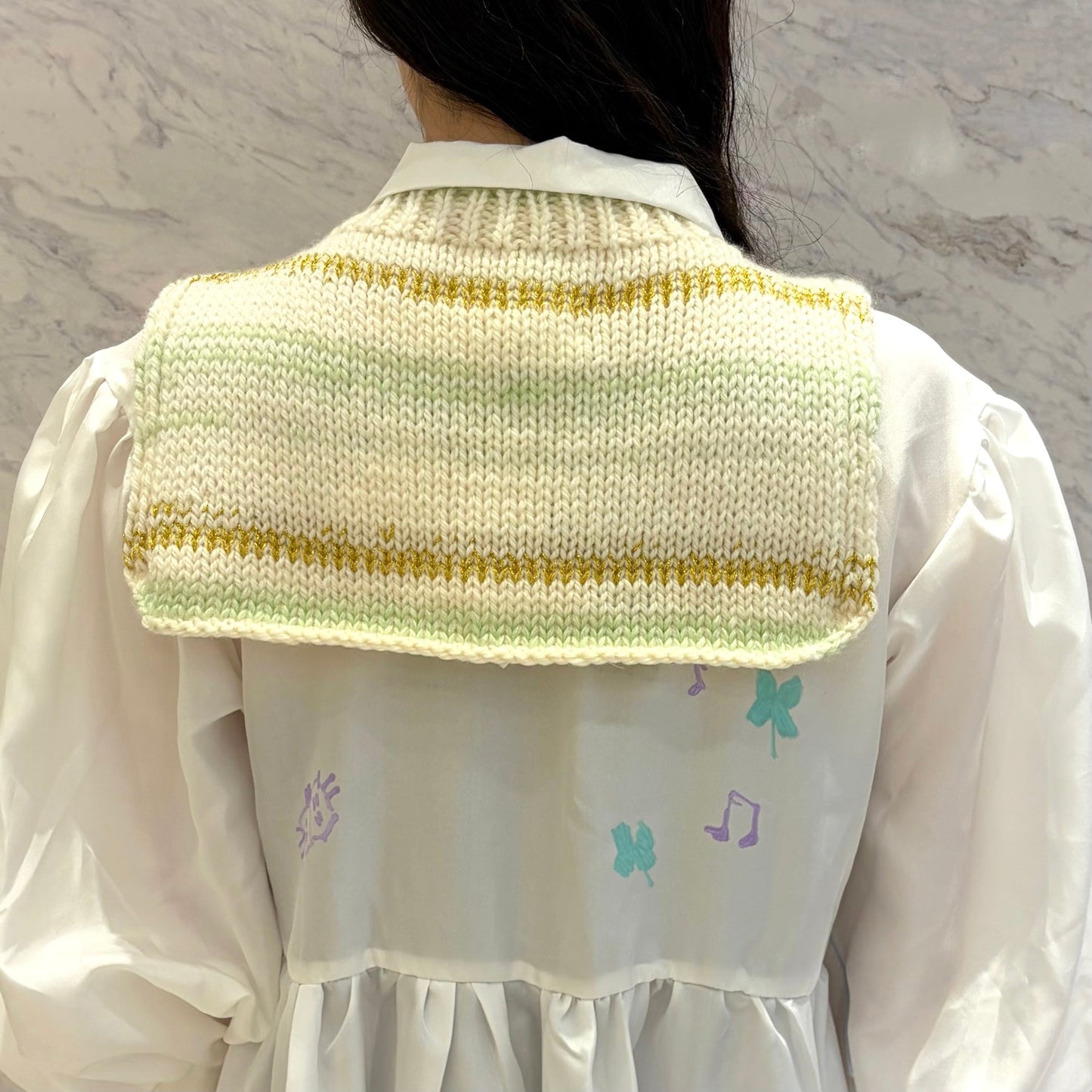wool knit top / green x gold / ウールニット 前掛け