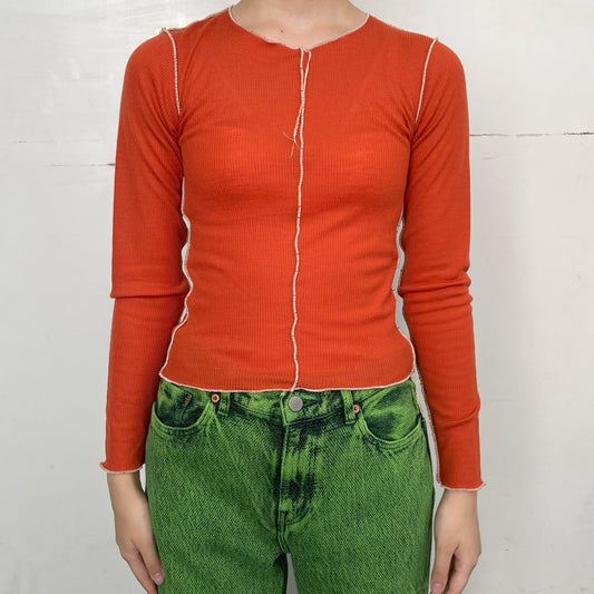 rib top / orange / リブトップ