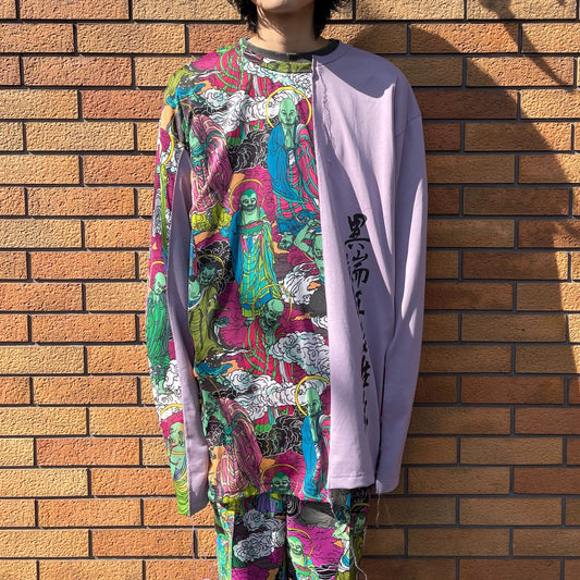 DOCKING SHEER LONG SLEEVE T-SHIRT RIGHT AND LEFT  / BUDDHA / プリントロングスリーブ