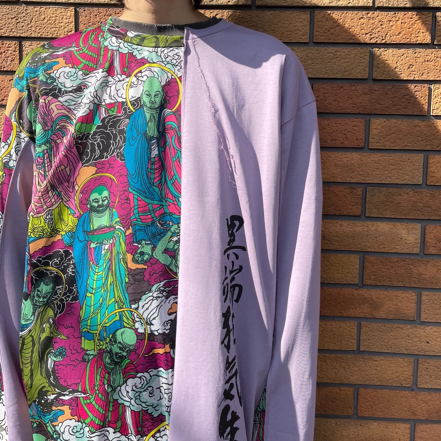 DOCKING SHEER LONG SLEEVE T-SHIRT RIGHT AND LEFT  / BUDDHA / プリントロングスリーブ