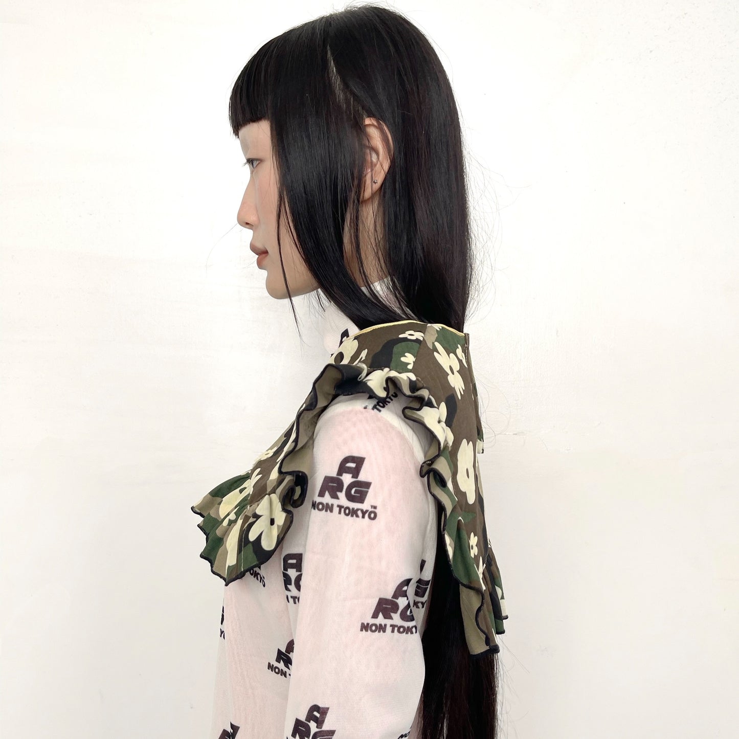 GATHER COLLAR / GREEN CAMO / ギャザーつけ襟