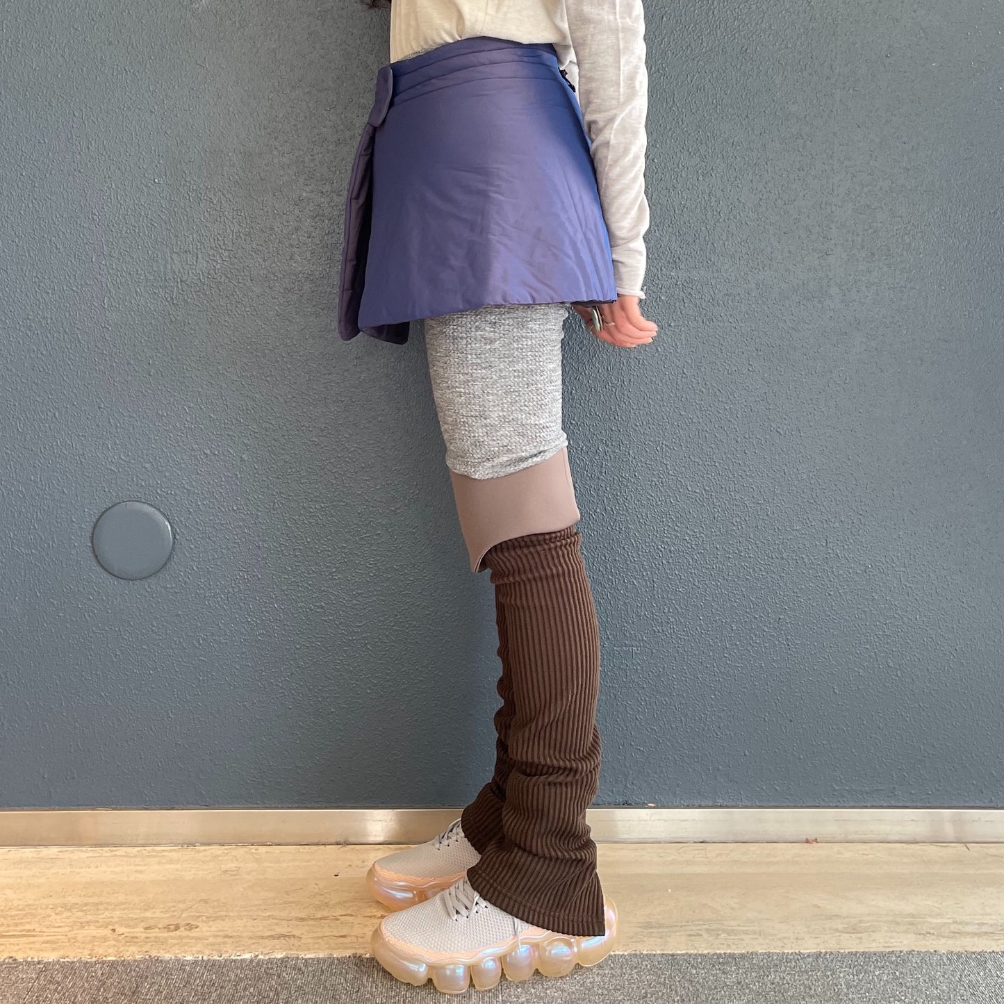wrap mini padded skirt / marine blue / ラップダウンスカート
