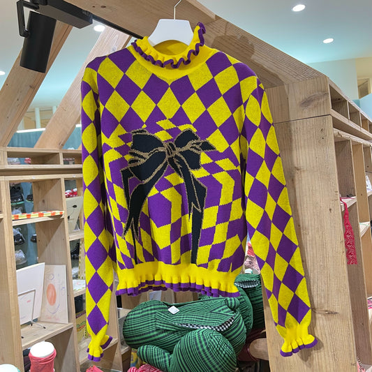 Schorne Knit / Yellow,Purple,Black / タートルネックニット