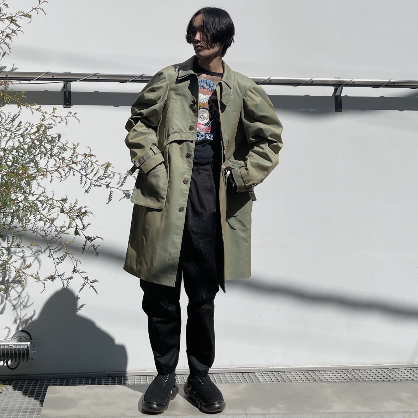 in shoulder Trench Coat / Olive green / 2WAYトレンチコート