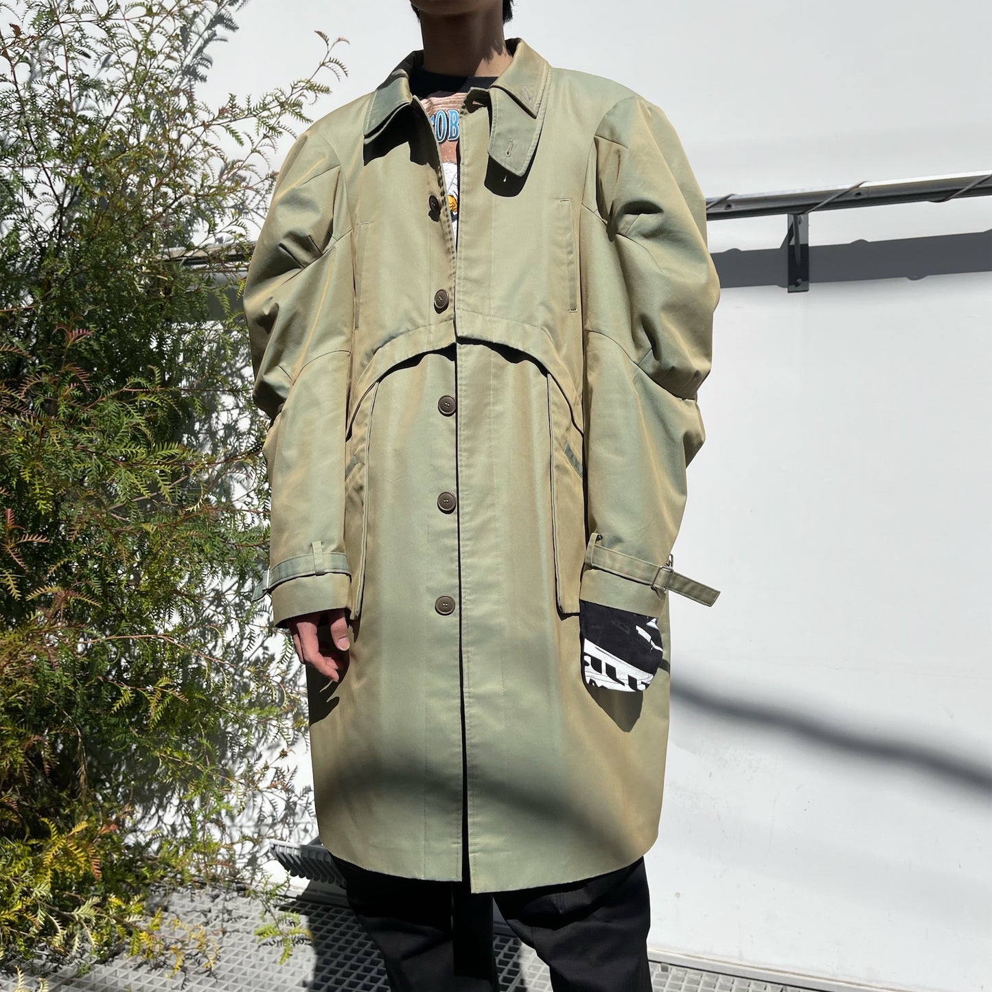 in shoulder Trench Coat / Olive green / 2WAYトレンチコート