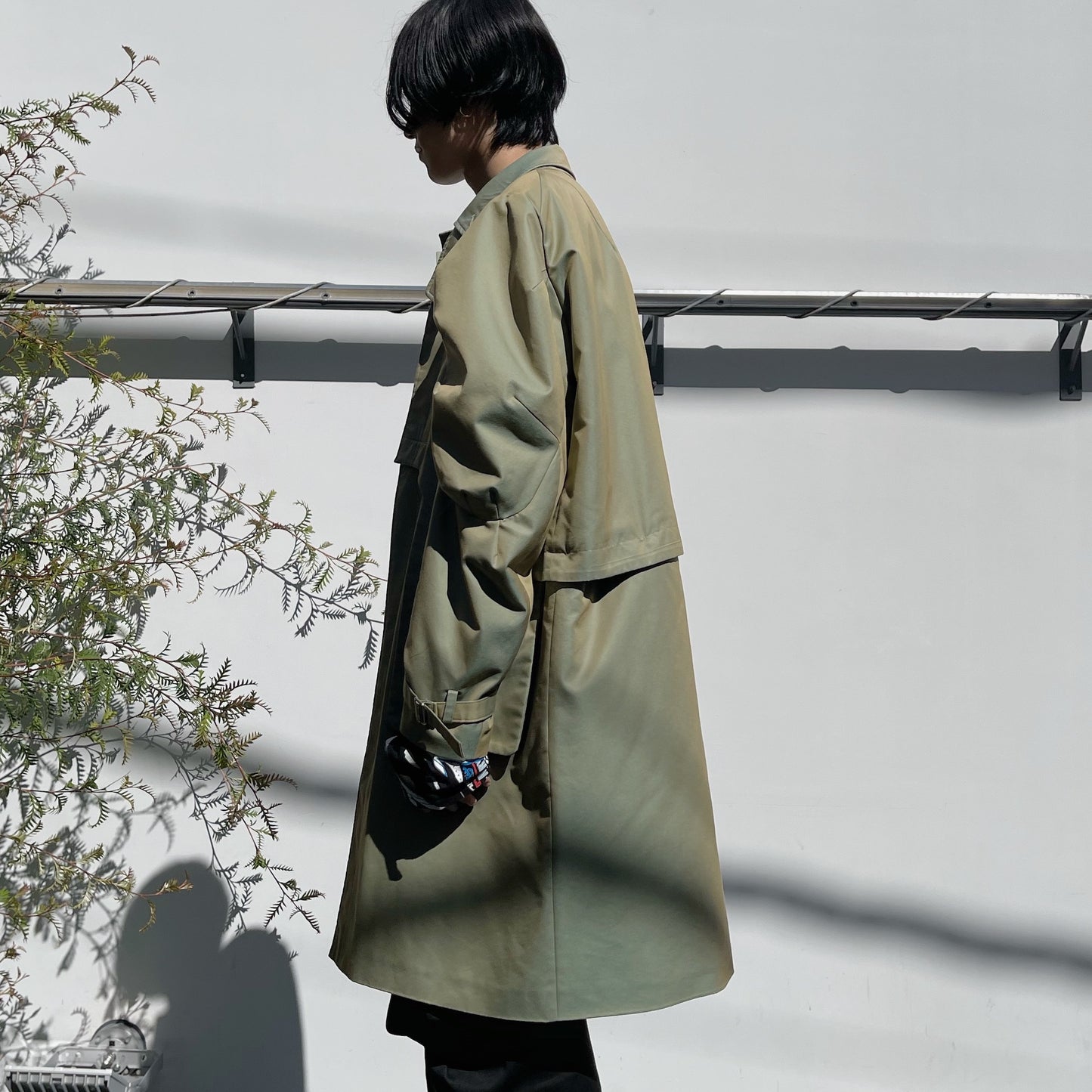 in shoulder Trench Coat / Olive green / 2WAYトレンチコート